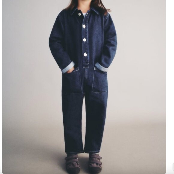 Zara Kids Denim Outfit – Washed Blue Boiler suit Size 3-4 – Perfect Street Style - Picture 1 of 16